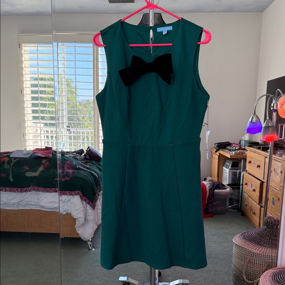 Draper James Green Mini Dress with Black Bow